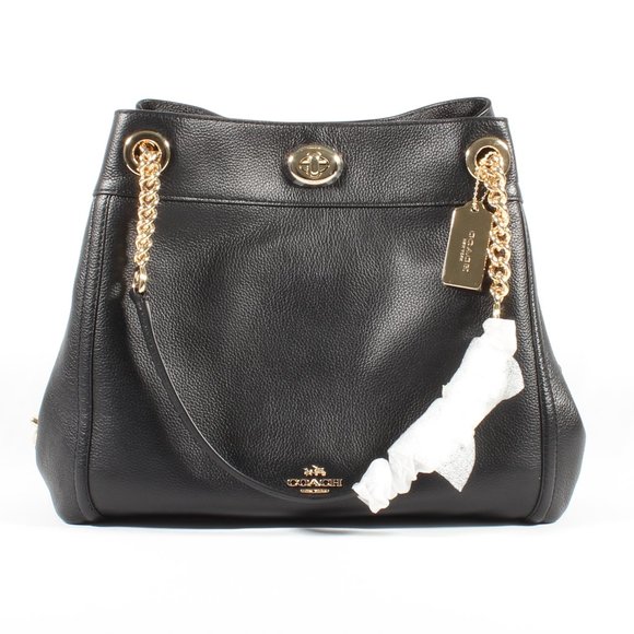 Coach Handbags - Coach Shoulder Bag Edie Turnlock Chain BLK Leather